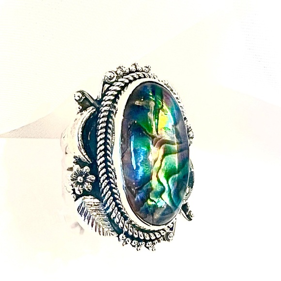 Signature Collection Abalone Crystal Solid Sterling Ring - Picture 3 of 7